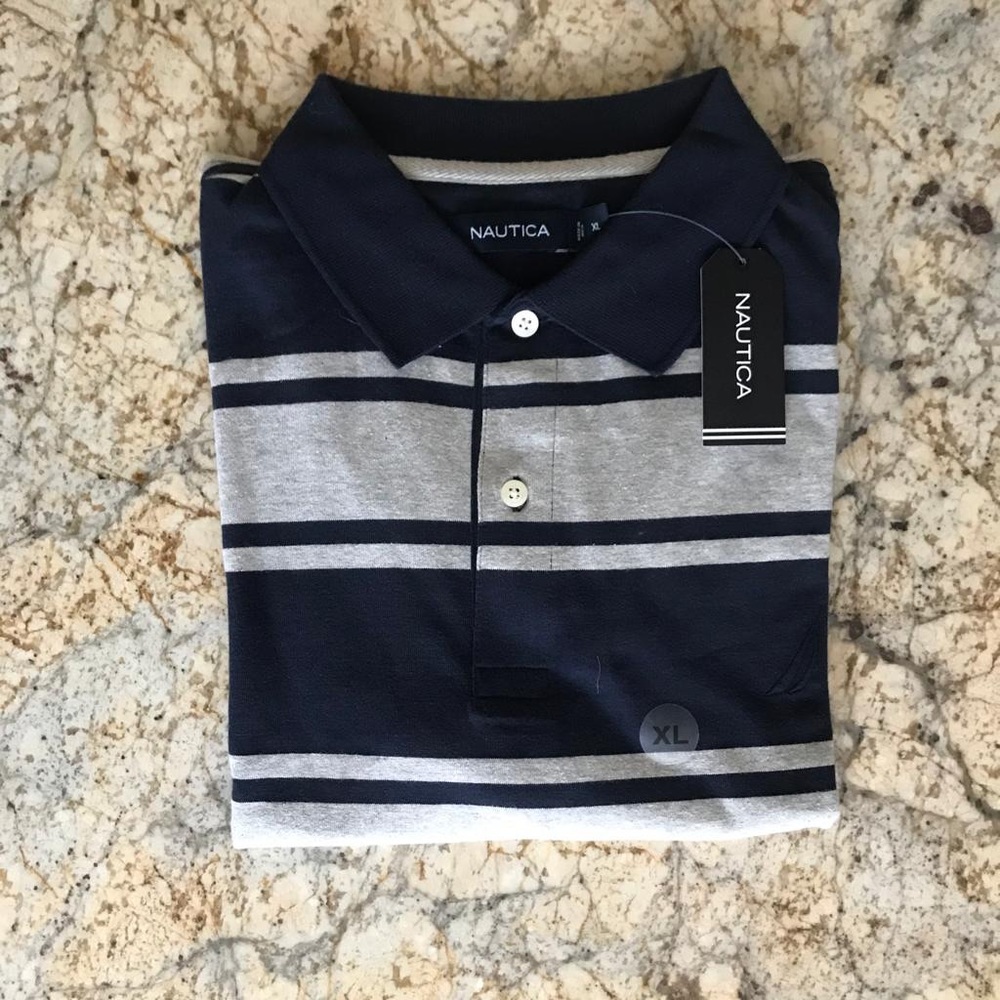 Nautica men’s striped polo, multiple sizes